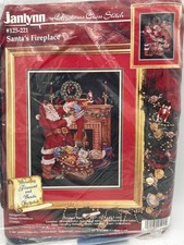 Janlynn Christmas Cross Stitch Kit Santas Fireplace 124-221 Holiday Presents Vtg