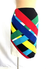 CARLISLE Size 6 Vibrant Colors Patchwork Textured Cotton Straight Skirt 6