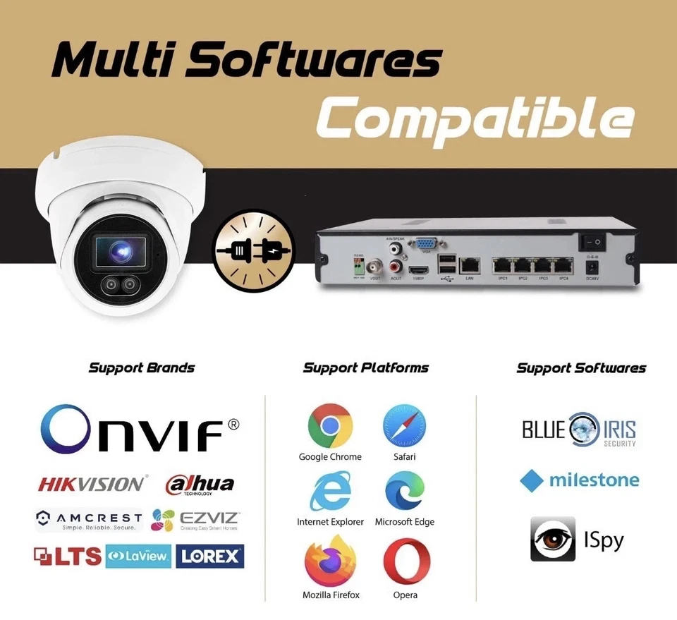 Cámara IP torreta PoE de 8 MP 4K IR compatible con Marquis/Universal con audio de 2,8 mm Foto 2 de 4