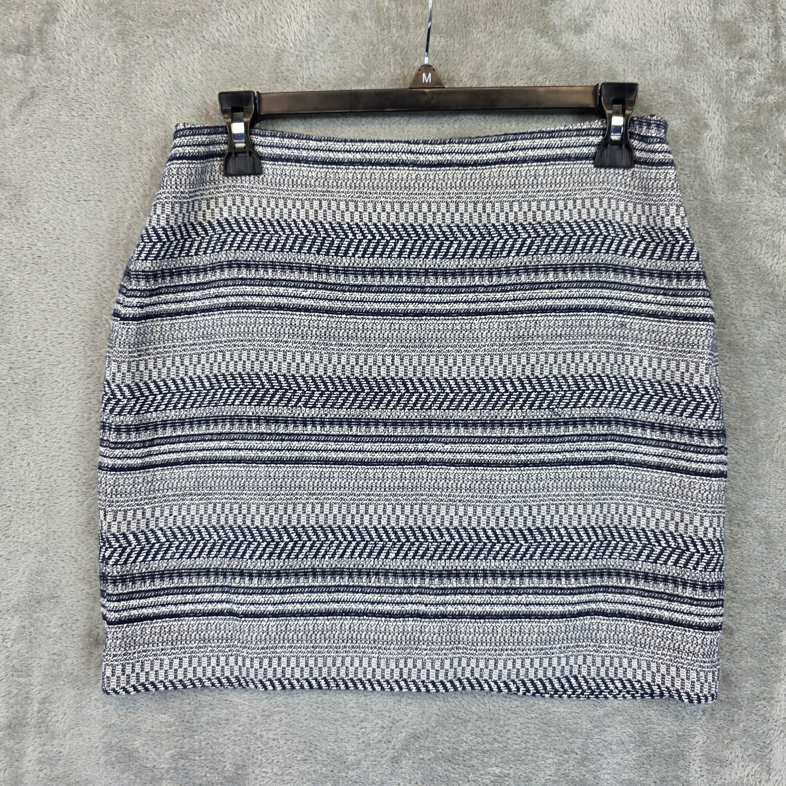 Banana Republic Skirt Womens 2 Blue White Striped Tweed Pencil Mini Office