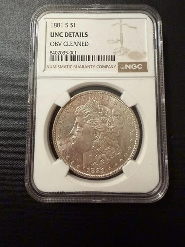1881 S Morgan Dollar NGC Unc Details OBV Cleaned