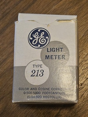 Vtg 1971 GE Light Meter Type 213 W/Case, Manual, Camera Wheel & Original Box