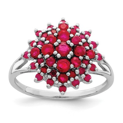 Sterling Silber Ring rhodiniert Rubin - Größe 8 Herren Damen