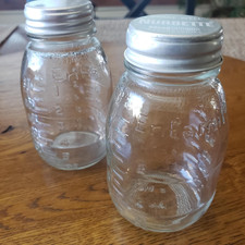 Vintage Enfamil Glass Baby Bottles with Metal Lids 5 Ounce 4.25 Inches Set of 2