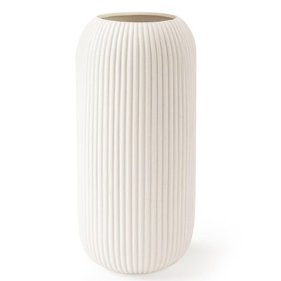 Ceramic Vase for Flowers   Modern Small 8 inches (H) x 3.5 (W), White
