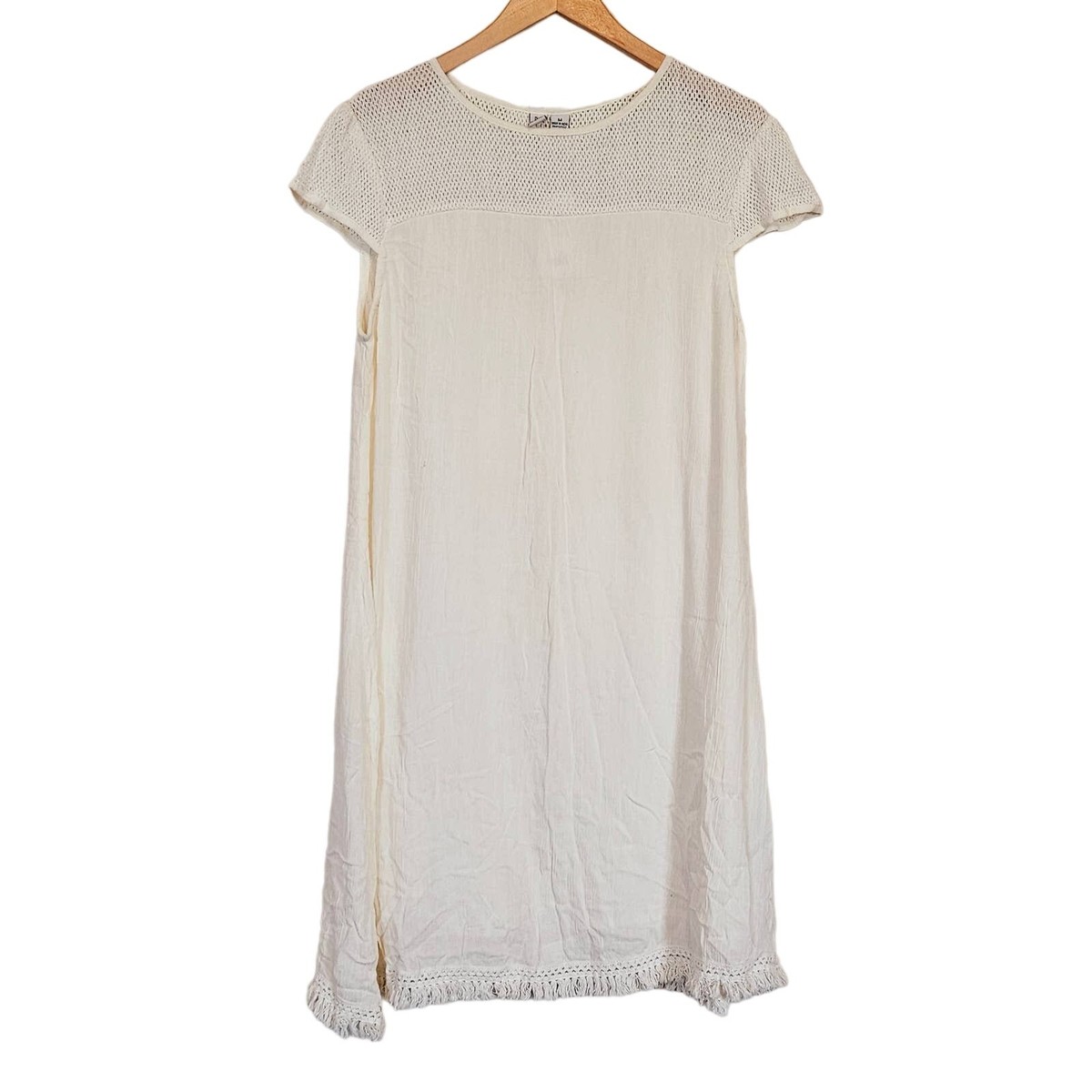 beach by exist dress Boho Chic Beige Shift Size Medium synkro-clone-lewkin-test Vintage US Navy Command Size::8 fluid silhouette · Non