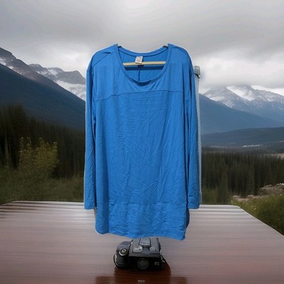 NEW Terra & Sky Women's 3X Plus 24-26W Whimsical Blue Mixed Media Active Tunic