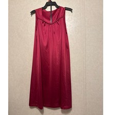 Vanity Fair Vintage Nylon Nightgown Long Burgundy Sleeveless PTE Made in USA
