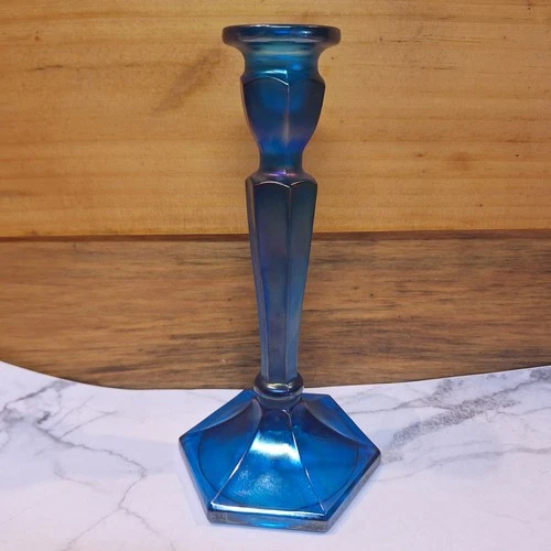 Fenton Vintage Iridescent Art Glass Forentine 8 3/8" Candlestick Candle Holder