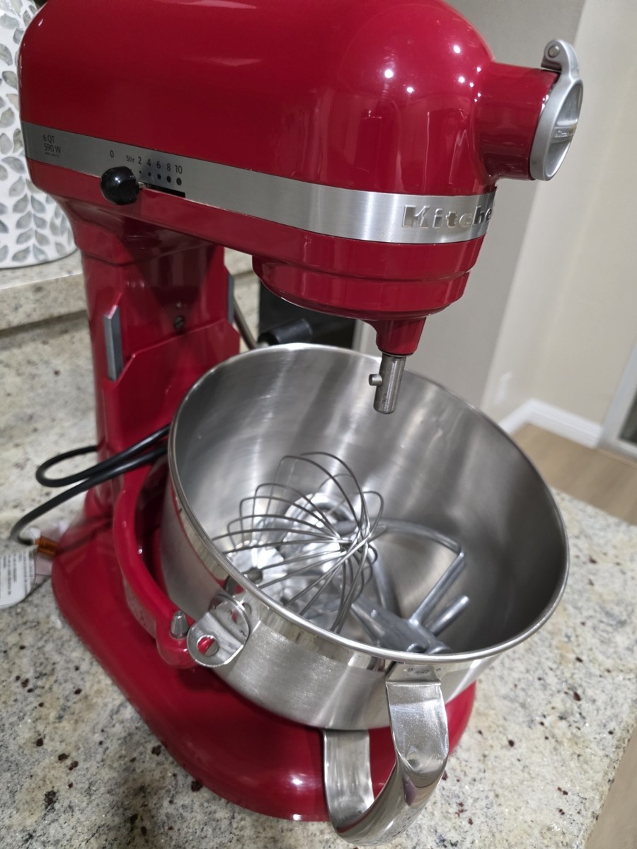 KitchenAid 6 QT 590 W Red Stand Mixer Stainless Steel Bowl