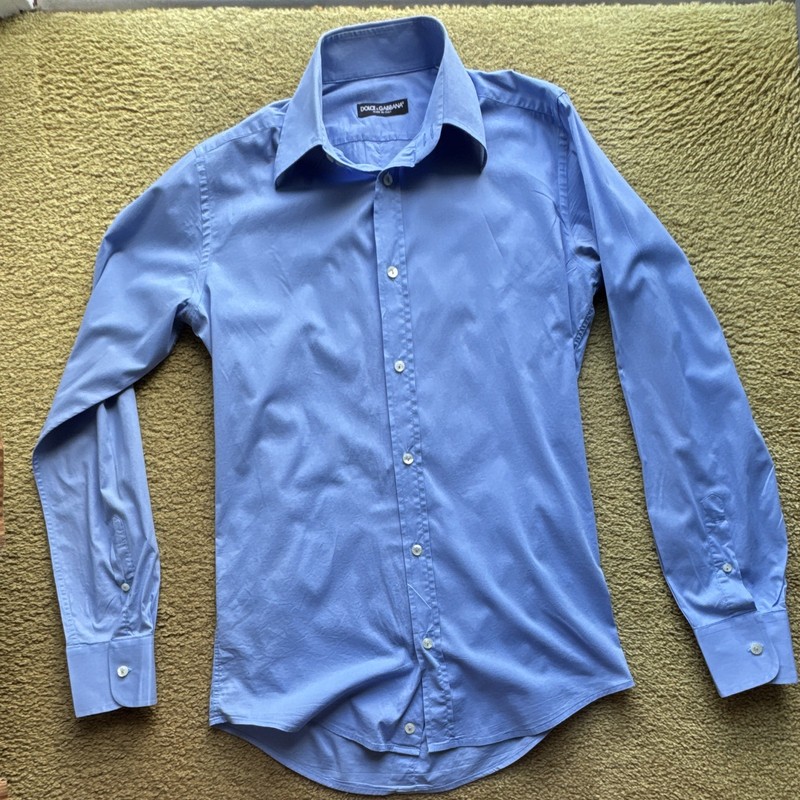 Excellent Dolce & Gabbana Men’s Dress Shirt 15.5 39 Medium Blue Slim Fit  Italy