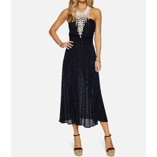 NEW Ramy Brook Viola Shell Halter Party Cocktail Dress Black Wedding GuestSize S