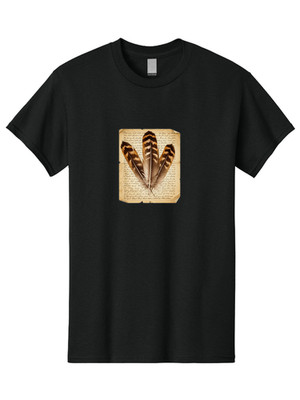 Feathers-On-Letter Mens Graphic Tee, 100% Cotton, Casual Summer Wear