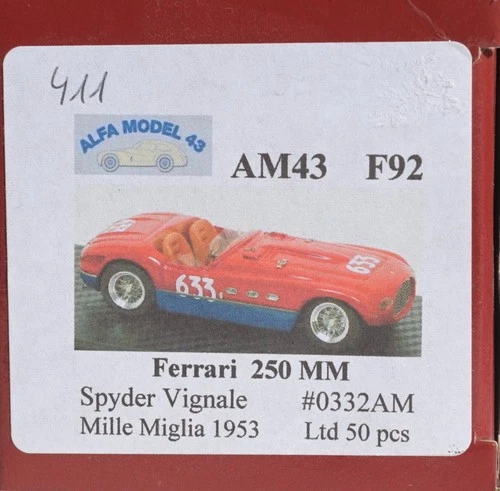 1/43 ALFA MODEL FERRARI 250 MM 1953 VIGNALE /no bbr tron arena