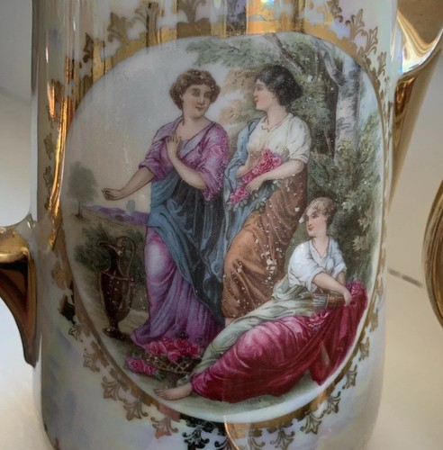 Vintage Porzellan Teeservice Made In Germany Sene Damen Glanz Romantisch Gold Rosa - Bild 4 von 24