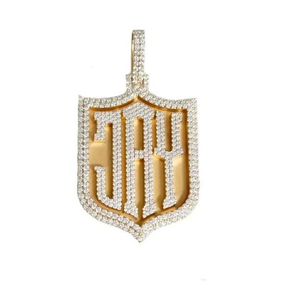 3Ct Round Cut Real Moissanite Custom Letter Men's Pendant 14K Yellow Gold Plated