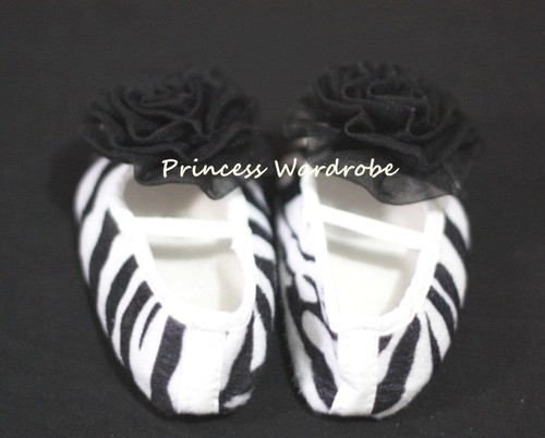 Zebra Print Infant Baby Crib Petti Shoes with Rosettes 4 Pettiskirt Unisex 0-18m - Bild 17 von 29