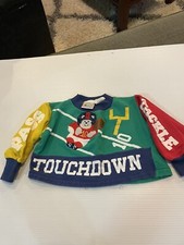 VTG LIGHTING BUG Bear Playing FOOTBALL L/S 50/50 Spell Out Top SZ 24M - Cool