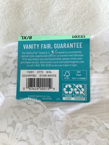 2 Paar Vanity Fair weiße schmeichelhafte Spitze Stretch Slips Größe 8/XL neu im Paket - Bild 6 von 8