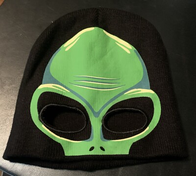 Green Alien Beanie Cap Hat Mask Halloween Youth Size | eBay