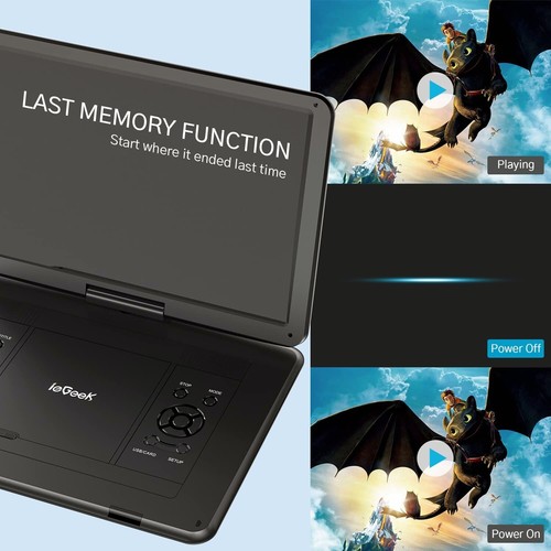 ieGeek 17.5" Portable DVD Player with Swivel Screen Remote Control, Region-Free - Picture 6 of 9