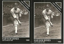 2 CARD 1991 CONLON SAD SAM JONES BASEBALL CARD LOT #1003