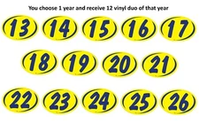 Windshield Model Year Vinyl Highlights Duo Digits Stickers Blue & Yellow
