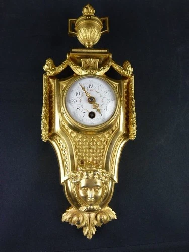 Antique Cartel Wall Clock French Louis XVI Style Bronze Gil empire ornament