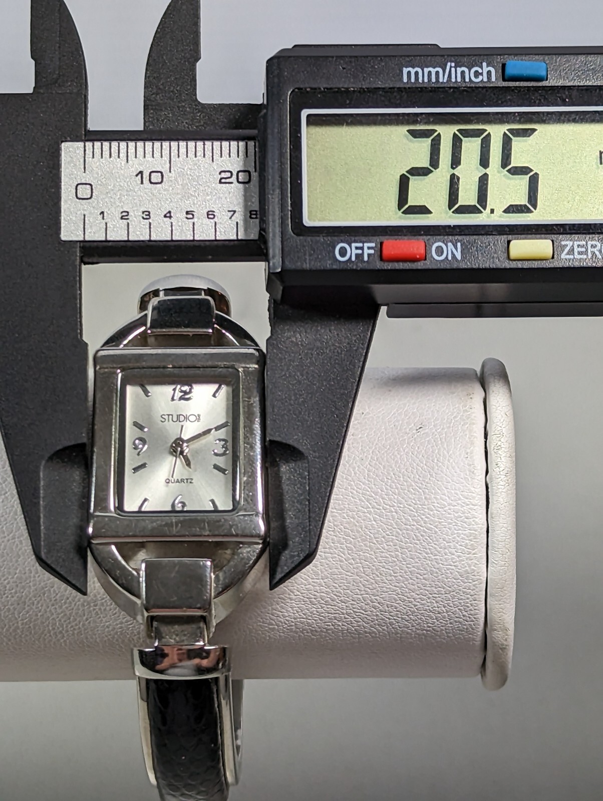 Studio Silver Tone Dial Rectangle Case Open Cuff … - image 5