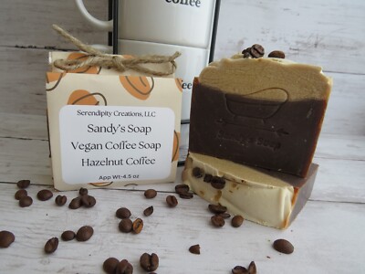 Vegan Hazelnut Coffee Soaps, Fresh Brewed Coffee Organic Columbian Coffee