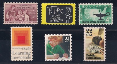 TEACHERS, EDUCATION, LEARNING - SET OF 6 U.S. POSTAGE STAMPS - MINT CONDITION