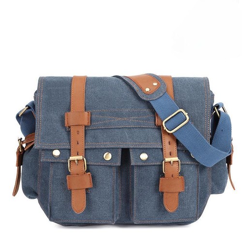 Military Canvas Leather Shoulder Satchel Crossbody Casual Bag Men Messenger Bags - Picture 34 of 38