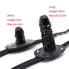 Open Mouth Gag Oral Stuffed Plug PU Leather Belts Lockable Restraints Bondage
