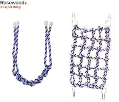 2 PACK ROSEWOOD SMALL ANIMAL RAT CARGO NET + ROPE BRIDGE CLIMBING CAGE TOY