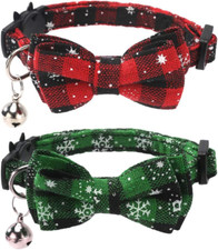 Lamphyface 2 Pack/Set Christmas Cat Collar Breakaway with Cute Bow Tie and Bell