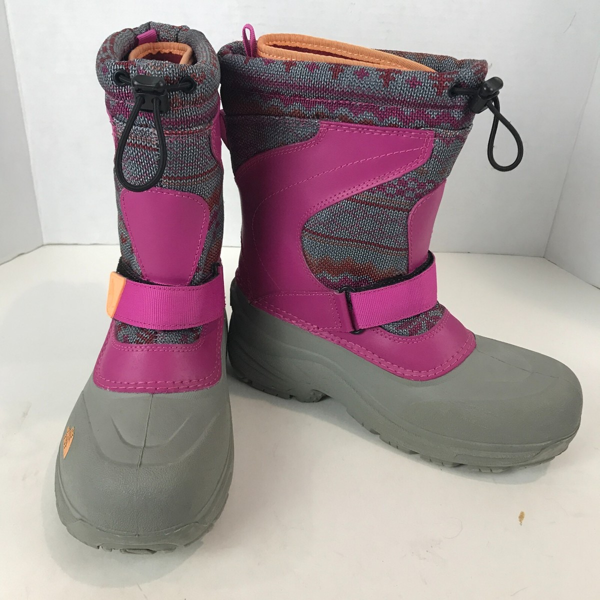 The North Face Youth Girl SZ Gray Pink/Gray Snow Winter Boots Insulation