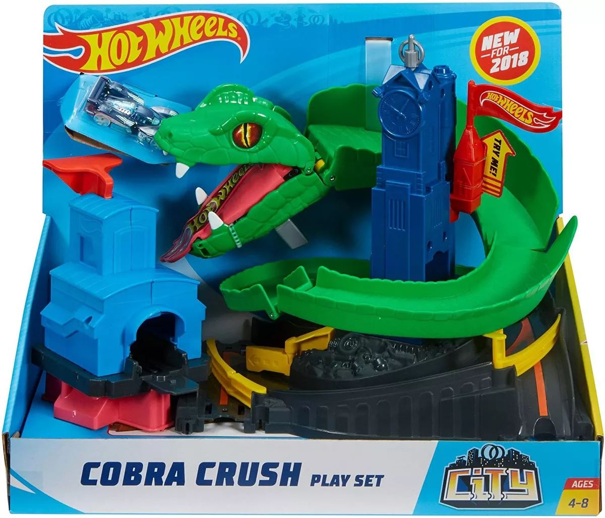 Hot Wheels FNB20 City Cobra Crush Connectable Play Set - Brand New