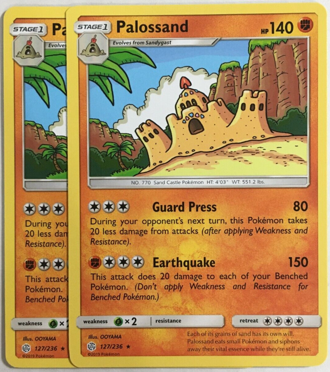 POKEMON 2X PALOSSAND 127/236 COSMIC ECLIPSE RARE NEAR MINT