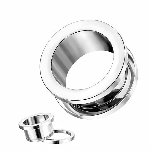 Flesh Ohr Tunnel Piercing Plug aus Titan G23 mit Schraubverschluss - Bild 2 von 3
