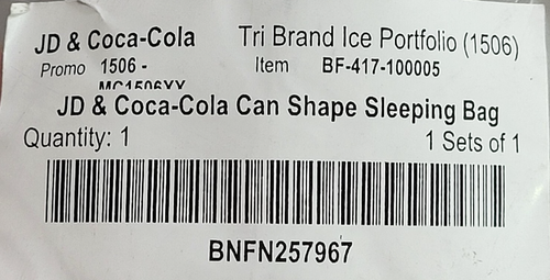 Brand New Jack Daniels Coca Cola Can Shaped Promotion Sleeping Bag RARE! - Picture 7 of 7