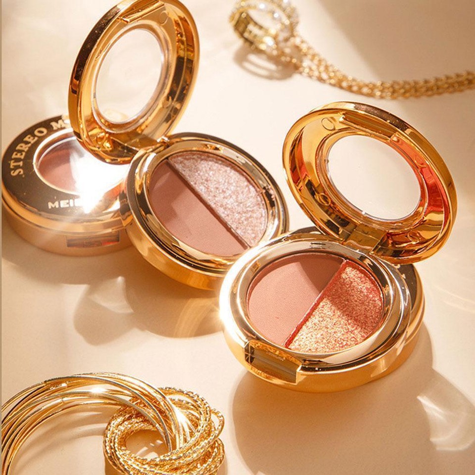 2 Colors Pearlescent Pumpkin Color Matte Powder Earth Tone Eyeshadow