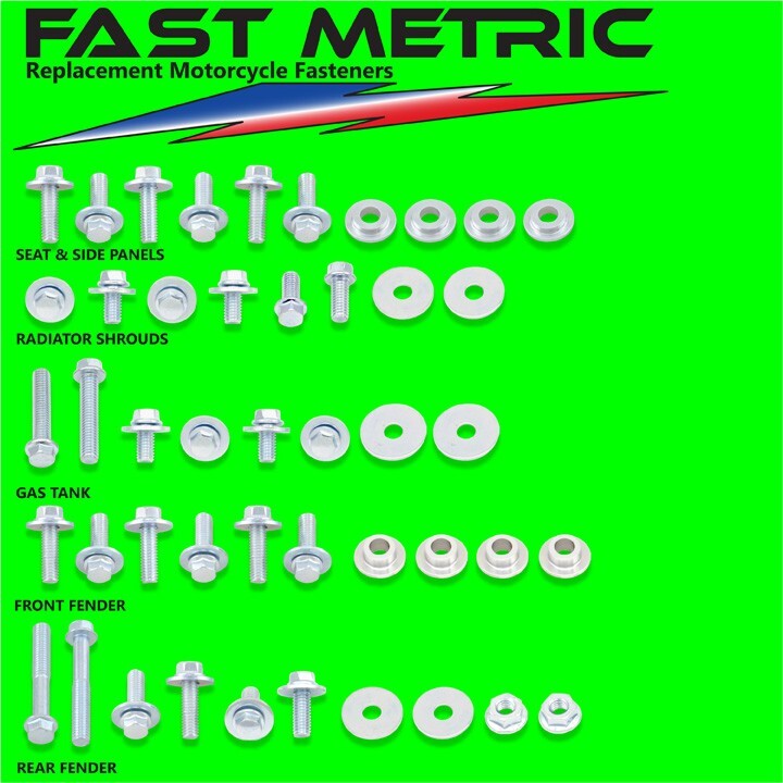 1989-1994 Kawasaki KDX 200 Plastics & Body Bolt Kits-EVERY