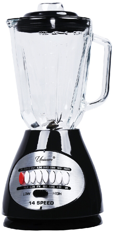 Countertop Blender Mixer 450W With 1.6 QT Glass Jug Jar 14 Speeds, Black