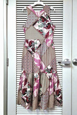 plum/ green print slevless maxi long dress S urban outfitters earrings