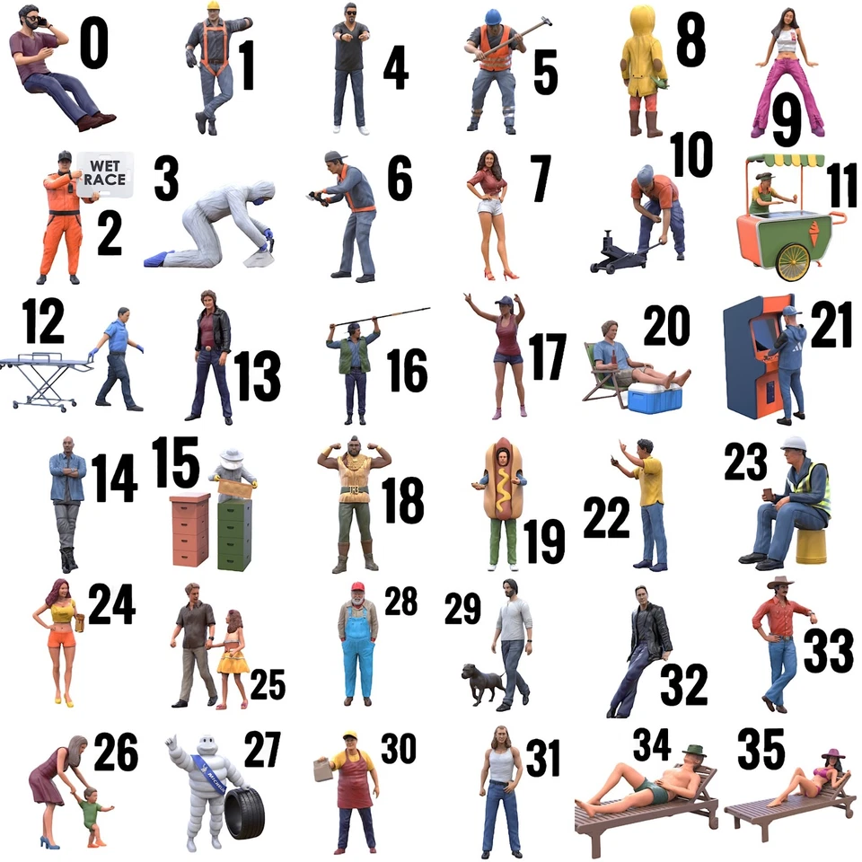 Figuren 1:24 (7,7cm) Miniaturen unbemalt 1/24 Diorama Modellbau 3D Druck - Bild 3 von 4