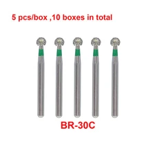 50pcs DMXDENT Dental Diamond Burs Ball Round FG 1.6mm BR-30C High Speed