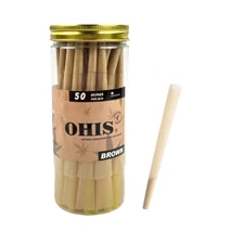 OHIS Pre Rolled Cones King Size Organic Slow-Burning Natural Rolling Papers 50PC