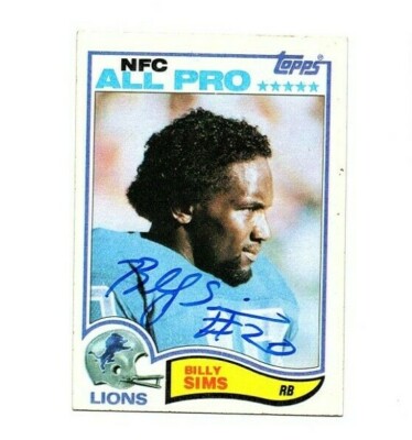 Billy Sims signed autographed 1982 Topps Detroit Lions football card ...