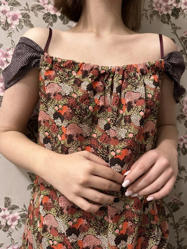 Camiseta sin mangas Copine Y2K Tango túnica ligera floral Lagenlook talla 40 Foto 4 de 4