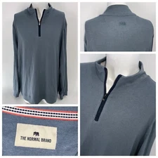 The Normal Brand Puremeso 1/4 Zip Pullover Men XXL Blue Cotton Poly YGI Y4-64